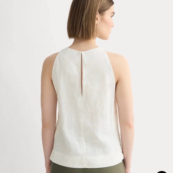 EVERLANE NW The Linen High Neck Tank Sz 8 Natural Minimalist Coastal Earthy - Picture 2 of 10